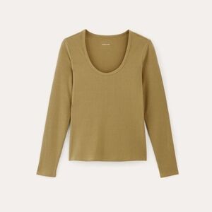 Aritzia Khaki Ribbed Scoop Neck Top